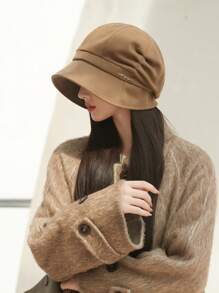 1 chiếc Mũ xô vành lớn mùa thu đông dành cho nữ, Mũ xô hình sứa thời trang, Thích hợp để đội hàng ngày - Nhiều màu - Xem 12