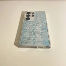 Ốp lưng điện thoại DIY 3D Fresh Mint Blue Water Ripple tương thích với Samsung Galaxy S24/S23 Ultra, Ốp lưng trong suốt cao cấp cho Samsung Galaxy A35/A55 5G, Bảo vệ camera, Thiết kế độc đáo - Màu xanh trong - Xem 7