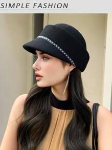 1 pieza Sombrero de sol de verano para mujer, sombrero ecuestre de estilo británico de unicolor, sombrero protector solar transpirable, gorra visera de moda a juego, adecuado para viajes al aire libre y compras - Multicolor - Ver 2