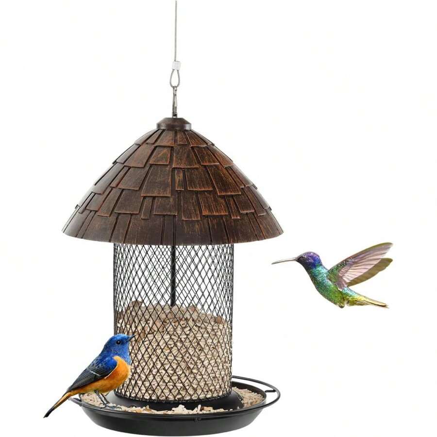 Mangiatoia per uccelli, mangiatoia per uccelli con tetto protettivo, casetta per uccelli resistente alle intemperie da appendere per balcone, giardino