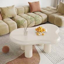 LITTLE TREE 39.4" Cloud Coffee Table, Cute Cream Coffee Table With 4 Solid Legs, Modern Carton Center Table For Living Room, Home Office, Funky Minimalist Tea Table - 白色 - 查看 4