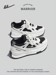 WARRIOR 1 双女士运动透气防臭休闲运动鞋，新款时尚网眼软底户外跑步一脚蹬时尚厚底运动鞋 - 黑與白 - 查看 8