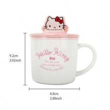 Miniso 1 pieza Taza de cerámica con tapa con personajes de Sanrio, 370ml/12.5oz - Rosa - Ver 9