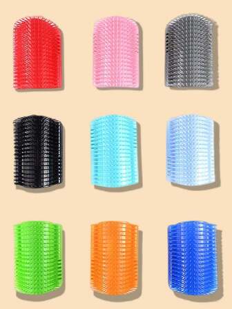 Random Color Wall-Mounted Cat Self Grooming Tool With Massage Brush And Comb, Cat And Dog Grooming And Relaxing Brush, Cat Corner Scratching Brush