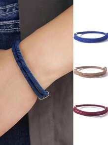 1pc Dragon Scale Braided Bracelet, Minimalist & Fashionable, Versatile & Casual, Durable & Comfortable, Suitable For Men & Women, Stackable, Couples/Friendship Bracelet, Fashionable Accessory For Any Occasion - Dragon Scale Patterned Rope Ring Bracelet - View 10