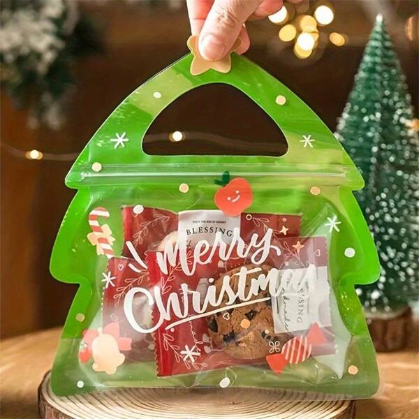 25/10 pezzi Sacchetti regalo di Natale a forma speciale, perfetti per compleanni, feste e confezioni di caramelle, biscotti, cioccolato, decorazioni natalizie
