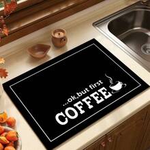 1pc Black Coffee Print Draining Mat, New Absorbent Kitchen Countertop Drying Pad, Soft Silicone Non-Slip Quick Drying Pad For Kitchen Counter, Coffee Maker, Etc. - Black - View 8