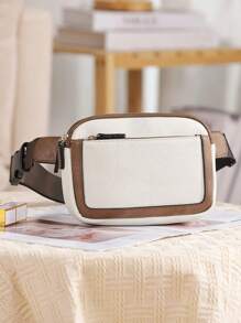 1pc PU Leather Leisure Lady Fanny Pack Adjustable Waist Bag For Casual, Work Or Travel Sport Activities