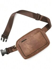 1pc PU Leather Leisure Lady Fanny Pack Adjustable Waist Bag For Casual, Work Or Travel Sport Activities