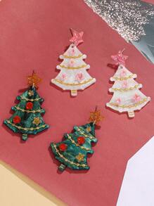 1 Pair Of European And American Christmas Jewelry Sweet Cartoon Design Bell Star Sequin Christmas Tree Acrylic Earrings Female Earrings