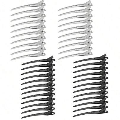 造型分区发夹 - 鳄鱼夹，适用于长卷发和浓密头发，24 个装鸭嘴夹，黑色金属沙龙发夹，卷发夹，发卷发器，美发工具，美发产品和配件，适用于理发店、美容院、返校季、旅行度假必备品，后梳，吹风机，发胶，卷发产品，剪发剪刀，圣诞节，理发店，美发，吹风机，卷发梳，美发设备，发型，美发，理发师，理发配件，理发店，美发设备