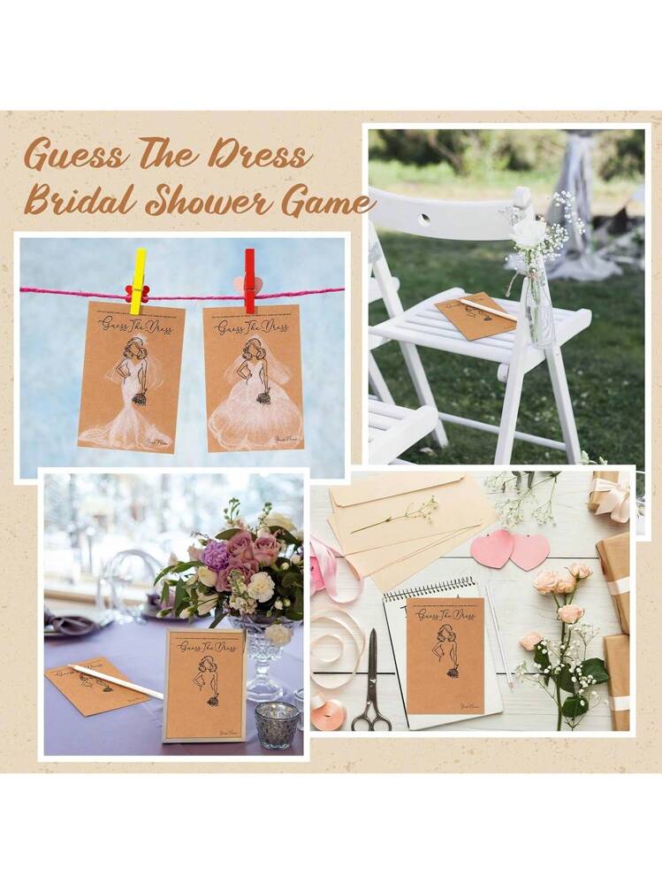 10 Sets The Dress Bridal Shower Games For Guests Include Wedding Shower  Games Cards And White Pencils Fun Wedding Decorations Party Supplies Games  Ideas | SHEIN