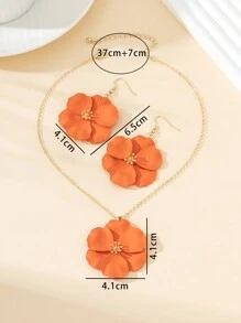 1 set collier pendentif fleur asymétrique multicouche en métal et boucles d'oreilles pour femmes, Saint Valentin, maman, mère, fête des mères, cadeau