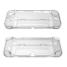 Transparent Protective Case Cover Compatible With  Switch OLED Console Crystal Clear Shell 3 In 1 Left/Right Handle Host PC Hard Transparent Protective Case Cover