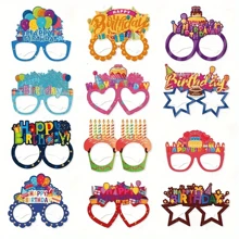 6 pièces/12 pièces, Lunettes de décoration pour fête d'anniversaire, Designs assortis, Lunettes d'anniversaire colorées et joyeuses pour s'habiller pour la fête et les accessoires de photomaton, Noël