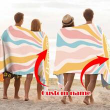 Khăn đi biển thấm hút cực lớn 32 "X63", Khăn nhiều màu sắc dùng đi biển, tắm, du lịch, hồ bơi, yoga, khách sạn, khách dự tiệc và chăn mềm sử dụng hàng ngày - Màu be - Xem 7