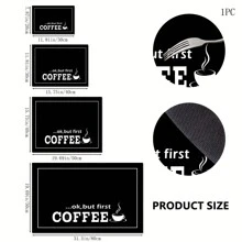 1pc Black Coffee Print Draining Mat, New Absorbent Kitchen Countertop Drying Pad, Soft Silicone Non-Slip Quick Drying Pad For Kitchen Counter, Coffee Maker, Etc. - Black - View 2