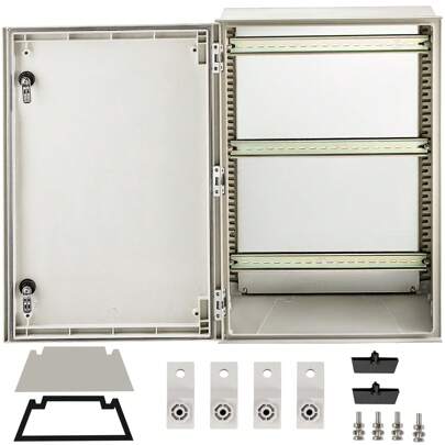 Fiberglass Enclosure 23.6 X 15.7 X 9.1" Electrical Enclosure Box NEMA 3X Electronic Equipment Enclosure Box IP65 Weatherproof Wall-Mounted Electrical Enclosure With Hinges & Quarter-Turn Latches