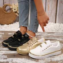 Comfortable Women's Low Top  Single Shoe - Stylish Round Toe Flat Bottom Anti-Slip  For Everyday Wear - Vàng - Xem 3