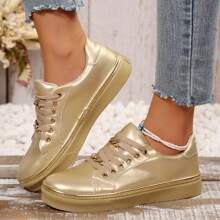Comfortable Women's Low Top  Single Shoe - Stylish Round Toe Flat Bottom Anti-Slip  For Everyday Wear - Vàng - Xem 5