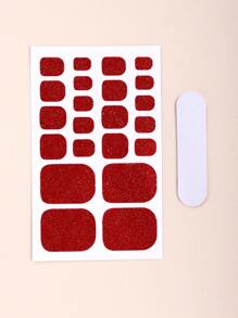Beauty Sticker 1張閃粉趾甲貼紙和1支甲板專用磨甲棒，美甲貼紙DIY工具 - 酒紅色 - 查看 5
