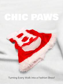 holdhoney Chic Paws Christmas Dog Dress - Pet Costume With White Furry Trim & Bow Detail, Fashionable Holiday Outfit For Yorkie & Small Dogs, Ideal For Christmas Parties, Festive Walks, Family Gatherings & Pet Fashion Shows, Make Your Pet The Star Of Every Holiday Occasion!