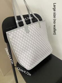 White Fashion Simple Classic Retro Leather Diamond Check Pattern Handbag Casual Women Tote Bag Shoulder Bag Exquisite PU Material Suitable for Parties, Work, Travel, School, Shopping, Gifts - White - View 3