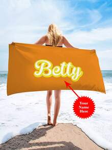 1 件定制文字沙滩巾，送给家人和朋友的礼物，吸水性强，适合游泳池、露营旅行，极其舒适 - 彩色 - 查看 6