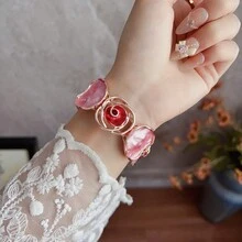 1 chiếc Vòng tay trang trí trang sức lạ mắt thời trang liên kết hoa sáng tạo thiết kế thời trang tương thích với dây đeo đồng hồ Apple dành cho nữ bạc xanh hồng Halloween 38mm 40mm 41mm 42mm 44mm 45mm 46mm 49mm tương thích với dây đeo đồng hồ Apple Watch Series Ultra 2 SE 10 9 8 7 6 5 4 3 2 1 - Hoa hồng vàng - Xem 10