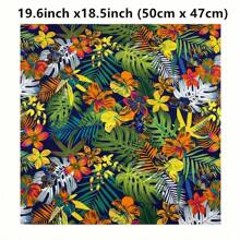 4 Pcs Summer Fabric Bundles Tropical Leaves Flower Hawaiian Quilting Patchwork For DIY Handmade Craft Home Party Decor, 19.6inch X 18.5inch (50cmx47cm)