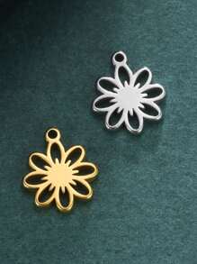 5 piezas/set Colgante minimalista y lindo de margarita hueca de acero inoxidable, manualidades DIY para pulsera, collar, pendientes