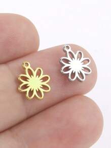 5 piezas/set Colgante minimalista y lindo de margarita hueca de acero inoxidable, manualidades DIY para pulsera, collar, pendientes