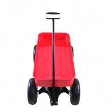 Outdoor Sport Wagon Tools Cart Wooden Side Panels Air Tires Wagon (Red) Outdoor Decor - Red + Steel - View 9