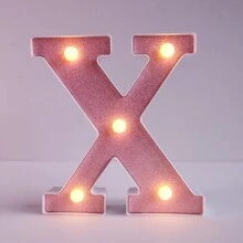 1pc Shiny Pink LED Letter Light, English Alphabet & Number Night Light, Battery Powered, Warm Glow, For Home Decor, Wall Decor, Kitchen Decor, Game Room Decor, Party Decor, Birthday Party, Outdoor Decor, Wedding Decor, Bedroom, Study, Graduation Party, Camping Decor