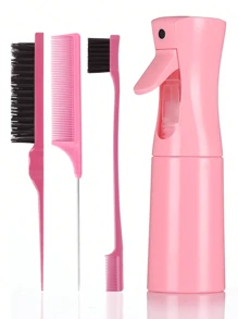 Ensemble de peignes d'arrosoir, 3 pièces brosse à cheveux coiffure lissante avec 1 pièce brosse pour bordures, 1 pièce brosse à cheveux, 1 pièce peigne queue de rat, brosse à démêler pour les cheveux bébé, accessoires roses
