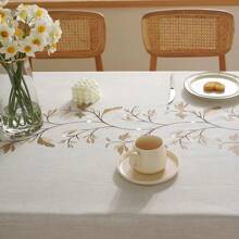 1 件亚麻桌布，高精度刺绣秋收叶矩形桌布，简约餐桌布，防尘盖巾，适用于农舍、家居、节日、派对、野餐、露营装饰 - 蔓果黃 - 查看 12