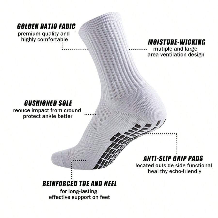 2/5/10/20 Pairs Men Cushion Crew Socks Sport Grip Socks Exercise Athletic Football Basketball Rugby Cycling Running, For Gym, Fall - Multicolor - View 1