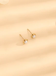 4pcs Vintage Style Elegant Round Turquoise Decor Stainless Steel Necklace, Beaded Bracelet, Pendant Necklace, Earrings 18K Gold Plated Fashion Jewelry Set, Suitable For Daily Wear - Jewelry Set - View 11