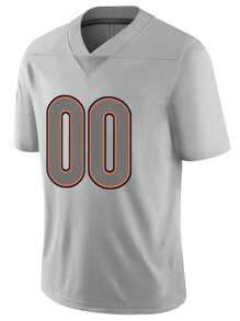 定制姓名和号码男友风格男士刺绣美式足球球衣芝加哥灰色 V 领个性化短袖衬衫派对比赛训练比赛运动上衣 DIY S-XXL