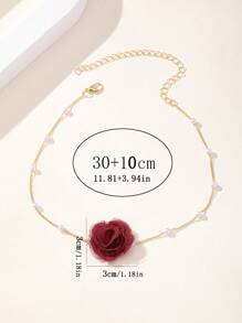 1 件优雅时尚甜美人造珍珠链雪纺花项链，适合女士，适合节日、生日、约会、派对、婚礼、节日、休闲装情人节 - 彩色的 - 查看 12