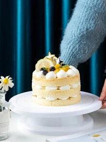 Cake Turntable Baking Rotating Cake Decorating Stand Cake Decorating Tool Cake Decorating Rotating Stand Plastic Cake Turntable - White - View 4