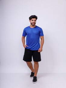 Kit With 5 Basic T-Shirts 100% Polyester - Royal Blue - Xanh đậm - Xem 4