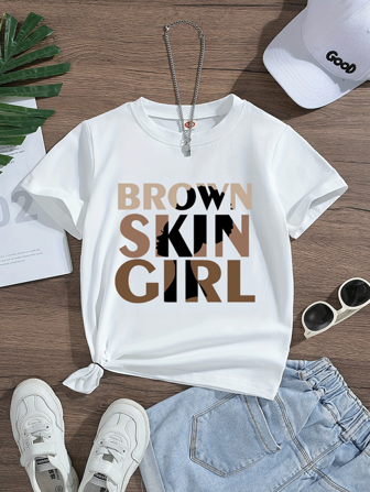 SOLOCOTE Tween 女童字母印花短袖 T 恤，轻盈透气，夏季