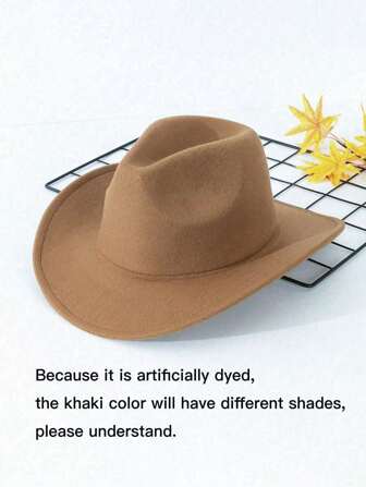 1pc Unisex Kids Colorful Brim Felt Hat, Made Of Canvas Material, Western Style Minimalist Fashionable Casual Cap, Suitable For Daily Wear, Party, Outdoor Activities, Vacation