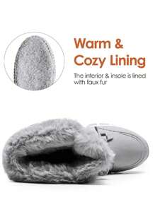Women's Snow Boots Cozy Warm Insulated Lace Up Mid-Calf Waterproof Walking Hiking Festival Outdoor Grey Boots - 淺灰色 - 查看 7