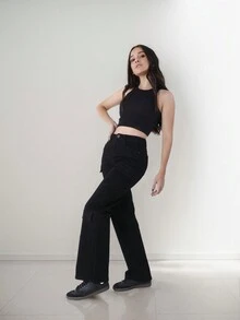 Pantalón cargo táctico dama, resistencia y estilo, Jeans tipo cargo para Mujer sexy, casual para uso diario - Negro - Ver 6