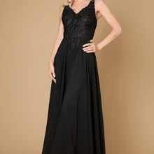 Long Formal Party Dress Plus Size Black Tie Black/Black - Black/Black - Xem 2