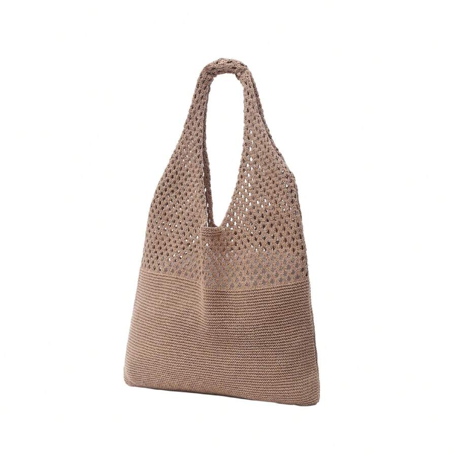 Beach Tote Bag Crochet Bags For Women - Summer Knit Bags - Light Brown - View 1