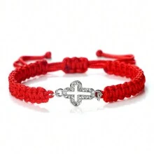 1pc New Fashion Crystal Cross Pendant Bracelet Women Men Handmade Adjustable Charm Braided Bracelets For Friend Jewelry Gift