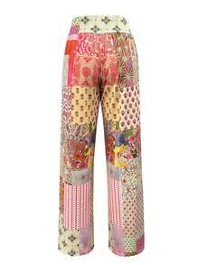 时尚休闲度假风优雅女士百搭修身外套，适合外出、居家、旅游、工作，新款秋冬女士休闲花卉拼接宽松裤